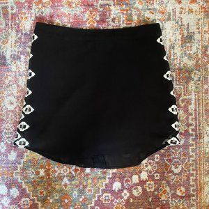 Embroidered & Beaded Black Mini Skirt